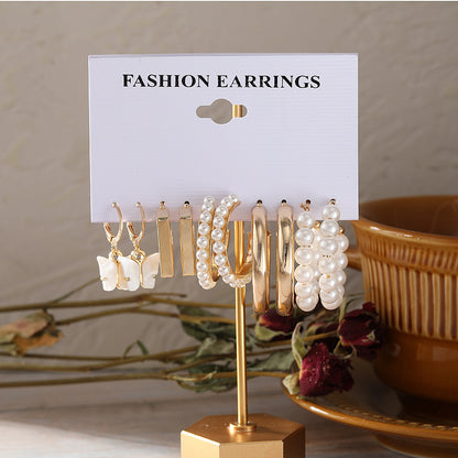 Retro style earrings set 5 pieces