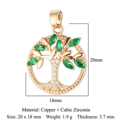 Sunflower Tree of Life Copper Zircon DIY Pendant