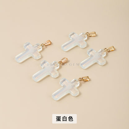 25 * 18Mm imitation jade magic crystal glazed cross pendant