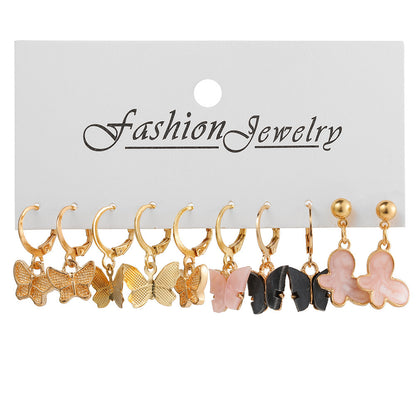 5-piece set of acrylic butterfly pendant earrings