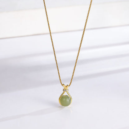 Imitation Hetian jade titanium steel necklace fashion