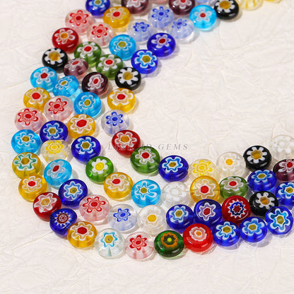 Thousand flowers glazed loose beads flat round beads