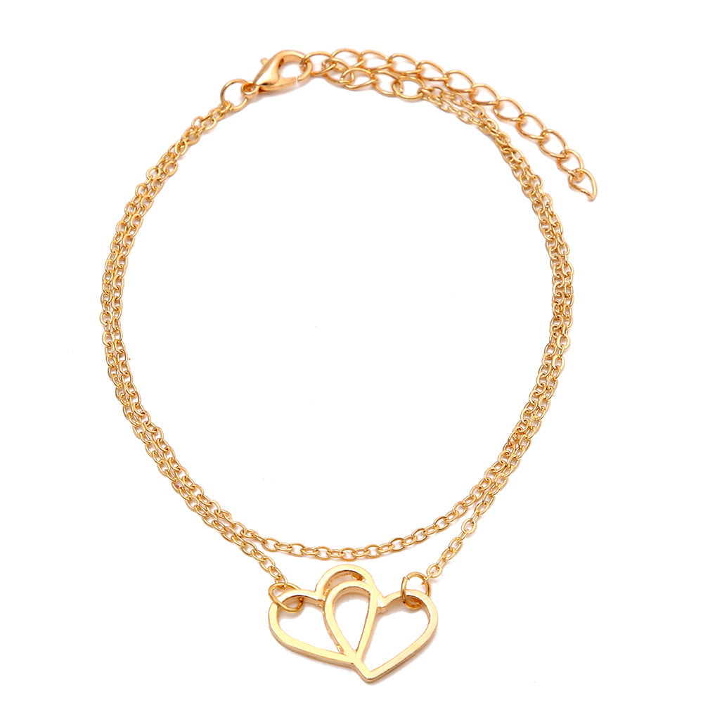 Double-layer love heart anklet jewelry