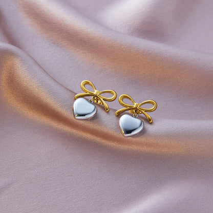 Bow love stud earrings