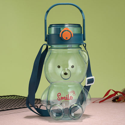 Bear Dual-Drink Plastic Bottle with Strap