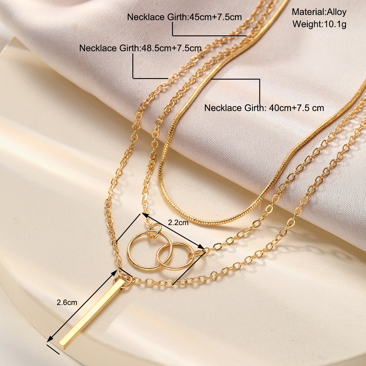 Creative three-layer alloy clavicle chain