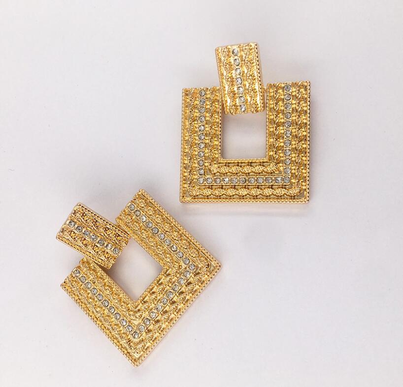 Geometric Square Diamond Retro Earrings