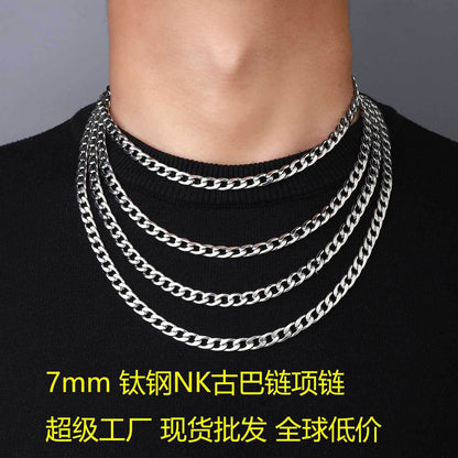 Titanium steel 7mmNK Cuban chain necklace