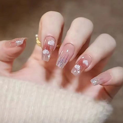 Ballet Nails, Ice Transparent Cloud Wearable Nail Stickers