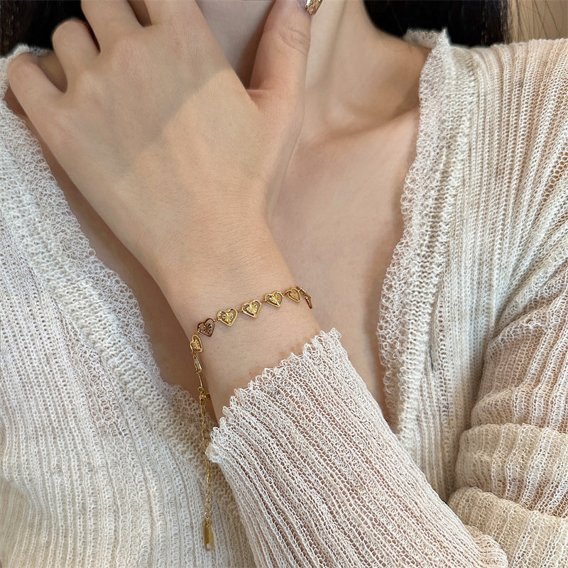 Love hollow gold plated bracelet