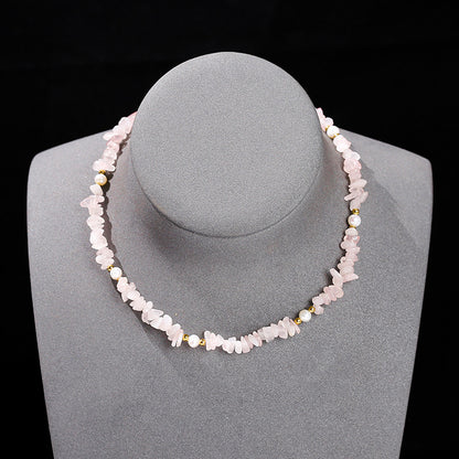 Natural powder crystal gravel baroque pearl necklace