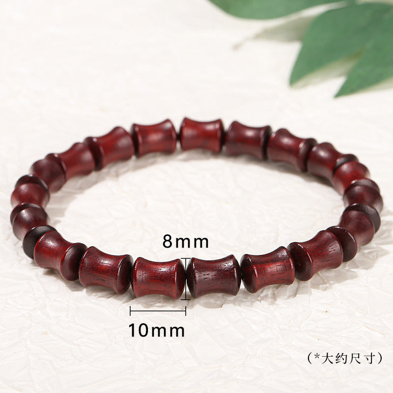 Golden silk sandalwood bamboo bead single ring bracelet