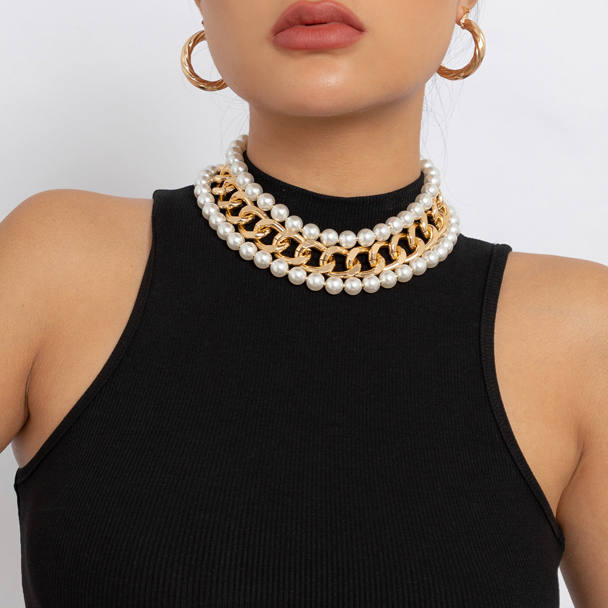 Jewelry exaggerated imitation pearl multi-layer necklaces