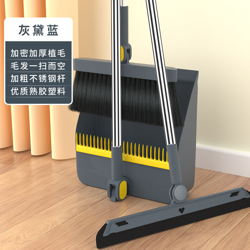 Folding Broom and Dustpan Set, Soft Brush, Hair-Resistant