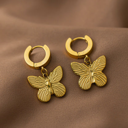 Non-fading butterfly titanium steel earrings