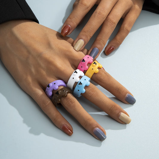 Geometric 3D Animal Macaron Ring