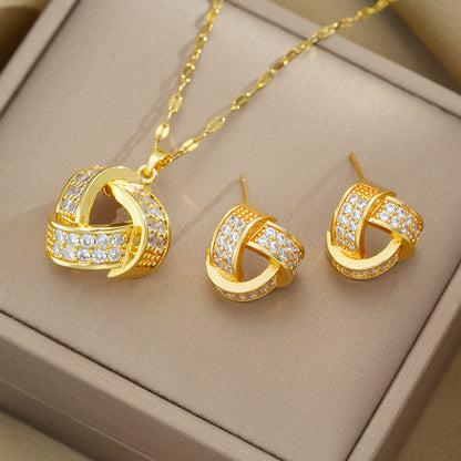 Simplistic Geometric Zircon Pendant Necklace, Elegant Design