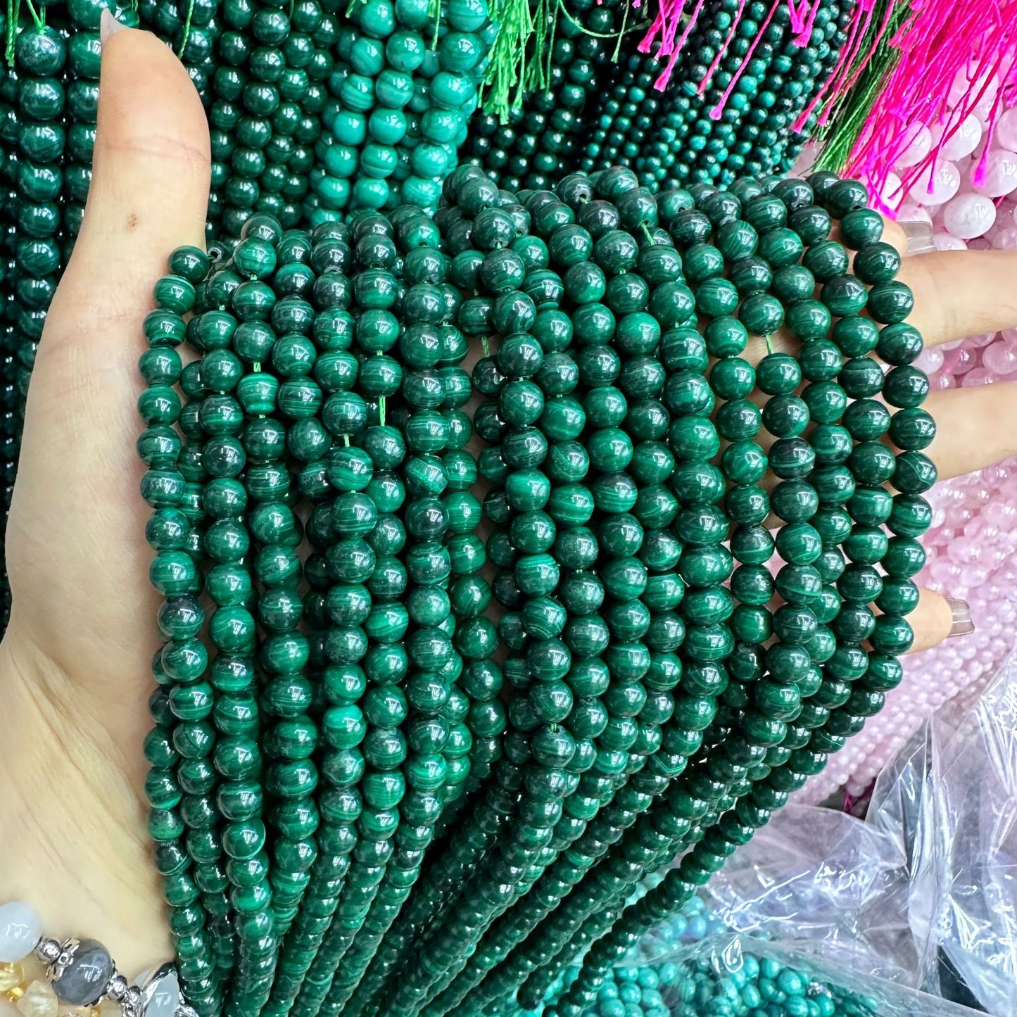 4-12mm natural malachite round beads