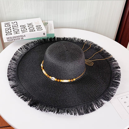 Sombrero de paja de ala ancha con protección UV para el verano Nuevo sombrero para el sol 