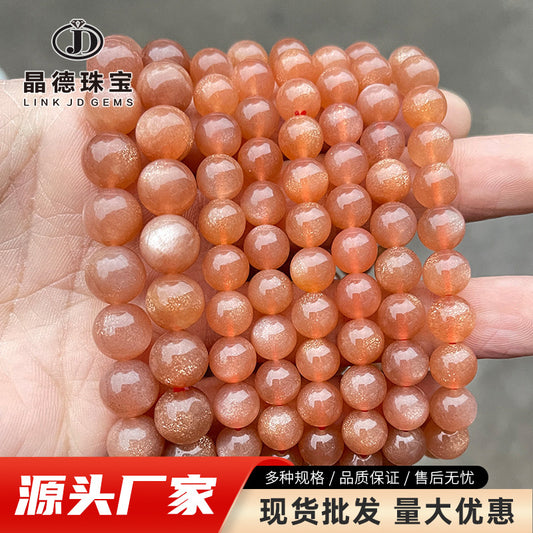 Grade A natural sunstone round bead bracelet