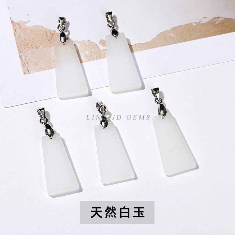 Natural stone crystal cut trapezoidal no matter card pendant