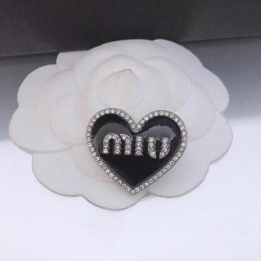 Letter Black Love Pin Brooch