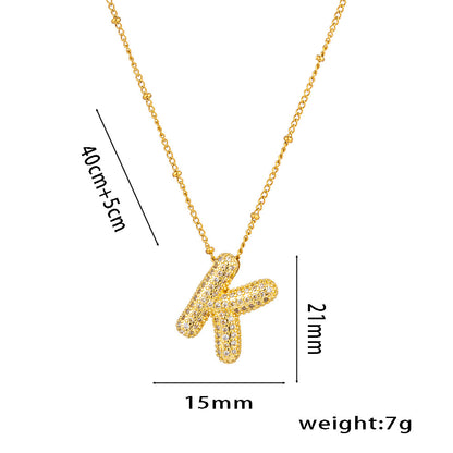 Hip-Hop Ice Sugar Zircon Quartz Letter Pendant American INS Fashion Necklace