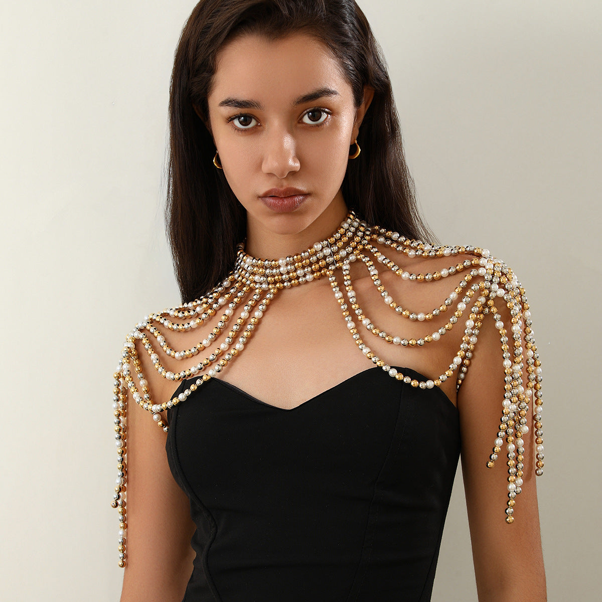 Woven Shawl Pearl Necklace Body Chain