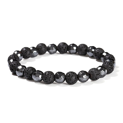 Natural black gallstone volcanic stone mixed bracelet