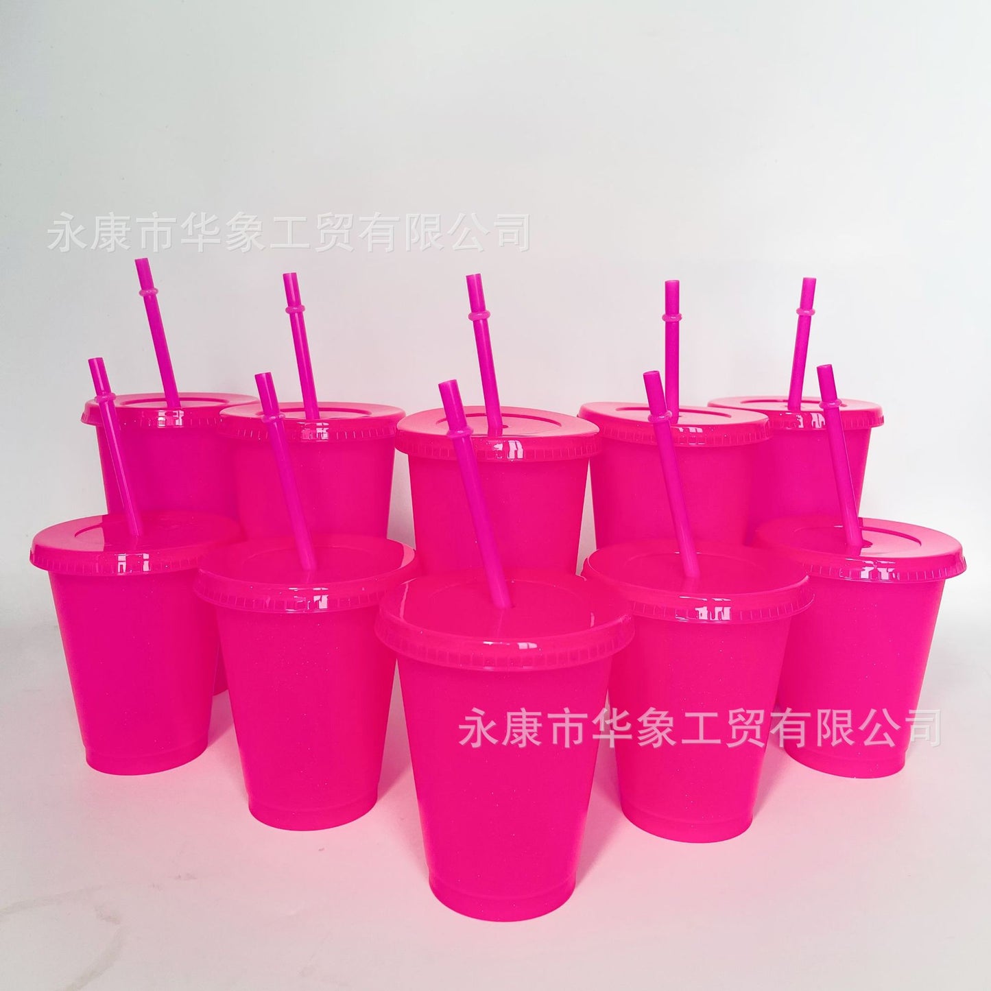 Glitter straw cup, large capacity pp plastic cup