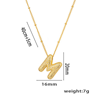 Hip-Hop Ice Sugar Zircon Quartz Letter Pendant American INS Fashion Necklace