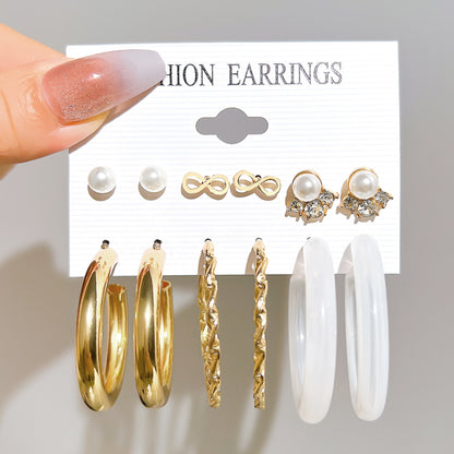 Star Moon 8-shaped earring set 6 pieces