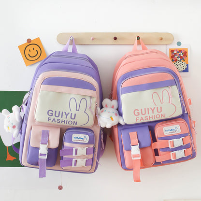 5-piece school bag Oxford cloth backpack handbag