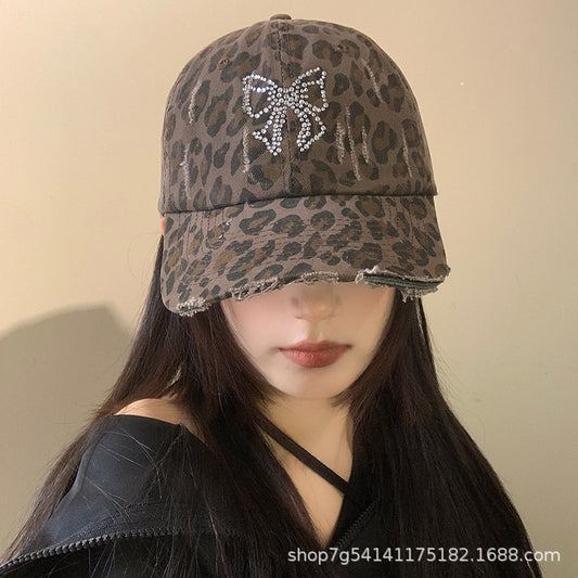 Vintage Bow Leopard Baseball Cap