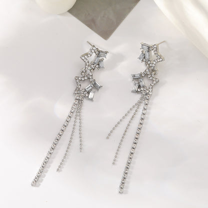 Rhinestone Star Decor Drop Earrings