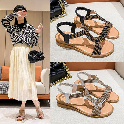 Rhinestone bohemian sandals for women