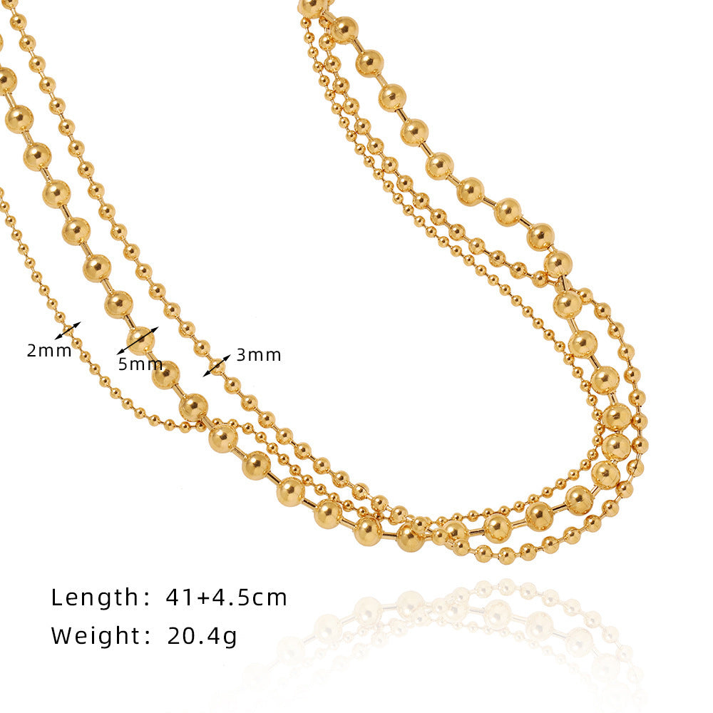 Multi-layer 2mm round bead chain Cuban necklace