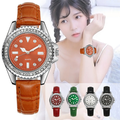 Multi-Color Leather Strap Womens Watch Quartz Fashion