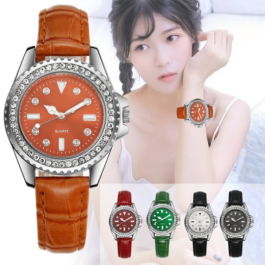 Multi-Color Leather Strap Womens Watch Quartz Fashion