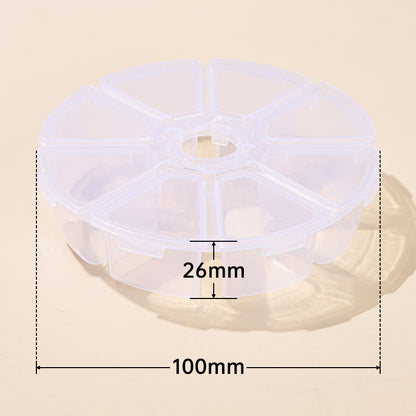 Caja de almacenamiento de cuentas redondas de plástico transparente de 8 rejillas 