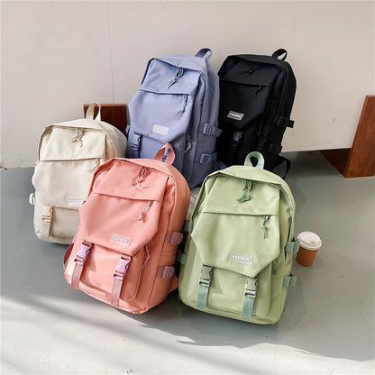 Solid color backpack Oxford cloth school bag