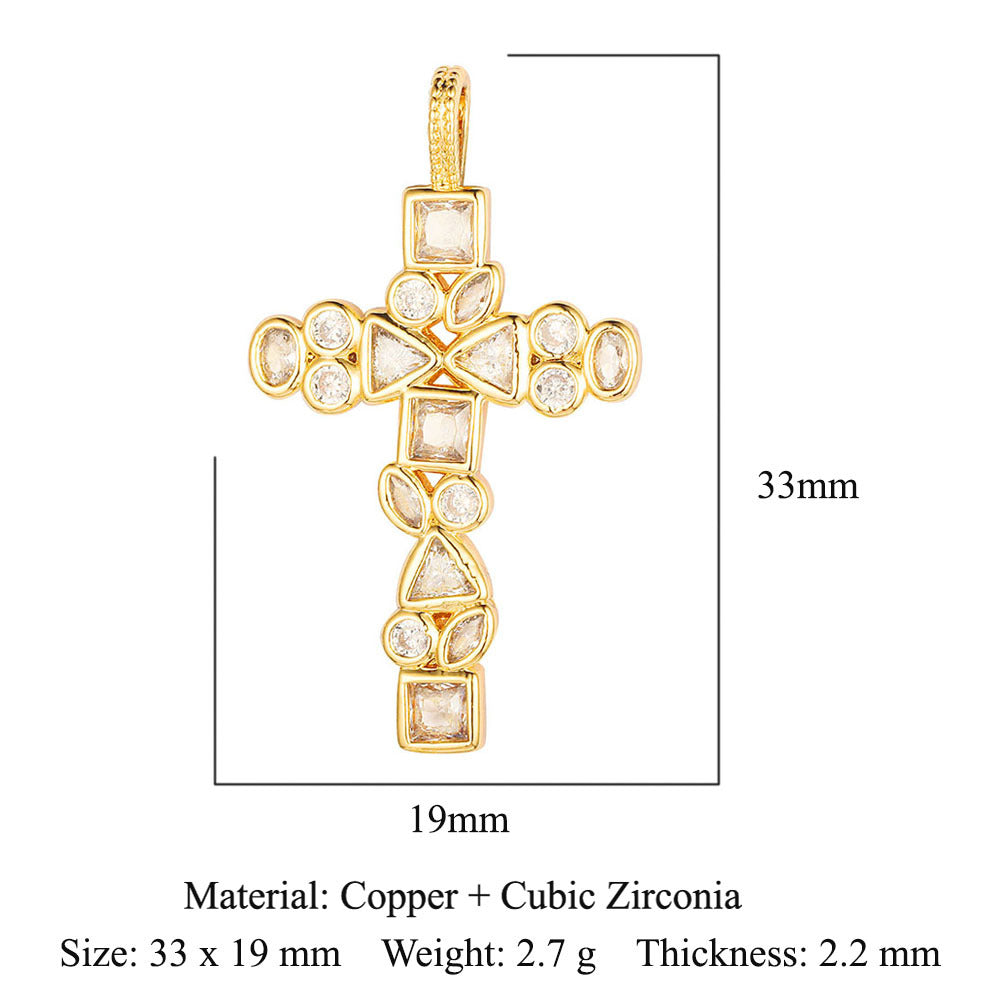 Cross Copper Micro-Inlaid Zirconia Pendant