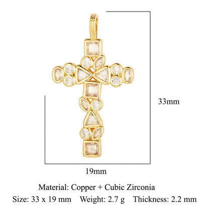 Cross Copper Micro-Inlaid Zirconia Pendant