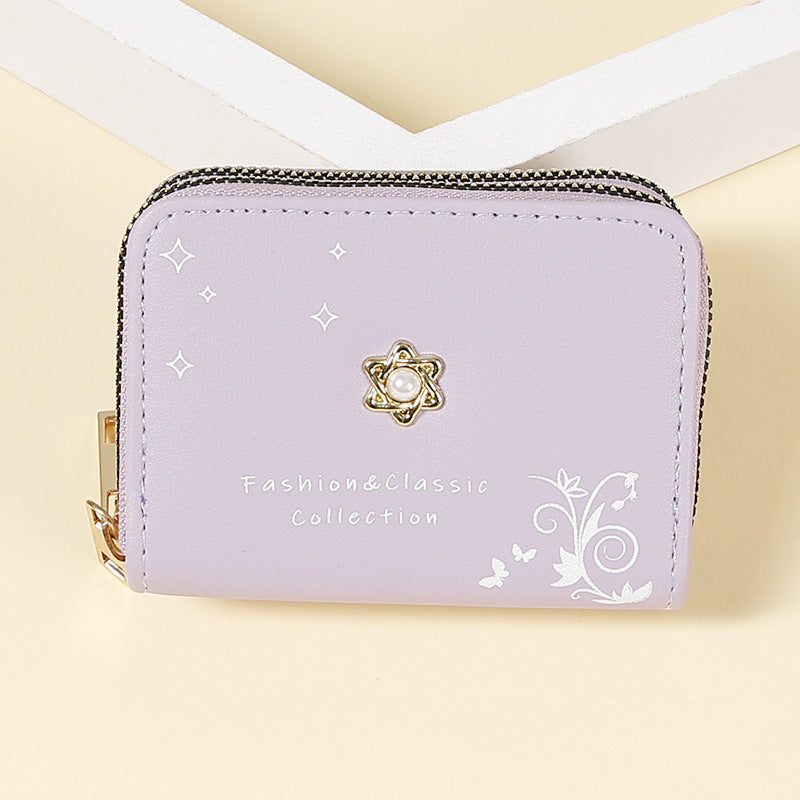 Short cute pearl print wallet