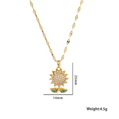 Gold Luxury Double-layer Sunflower Necklace, Fashionable