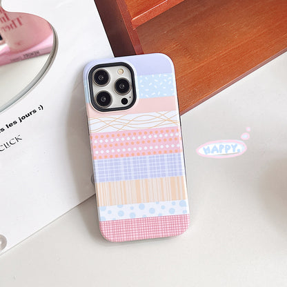 Apple 15 Pro Ins Film 2-in-1 Cute Bear iPhone 12 Color Block