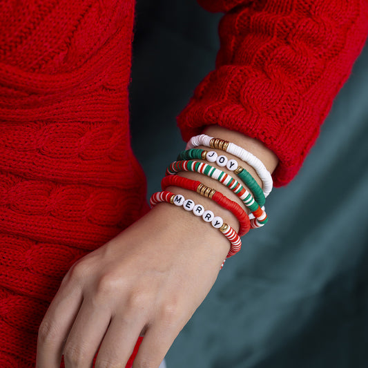 Christmas woven soft pottery colored beaded bracelet