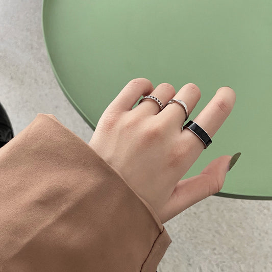 Anillo de tres piezas personalizado retro negro 