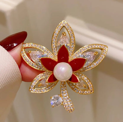 Maple leaf pearl corsage