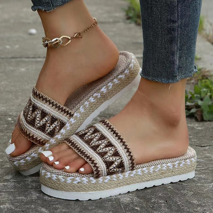 Women's shoes platform hemp rope